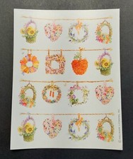 Vintage Hallmark Flower Wreaths Garland Sticker Sheet