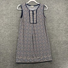 Max Studio Dress Womens XS Blue Geometric Shift Sleeveless Stretch Hippie Ladies