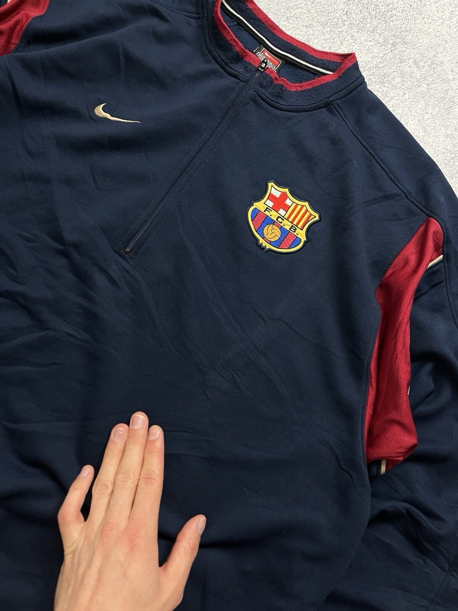 Vintage Nike Barcelona Training Football 1/4 Zip Swoosh Vintage Nike Barcelona Training Football 1/4 Zip Swoosh