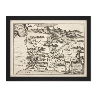 Kircher 1679 Map Mount Ararat Noah Bible Flood Framed Wall Art Print 18X24 In