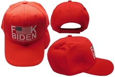 F Biden USA Trump 2024 Red Cotton Poly Adjustable Embroidered Cap Hat