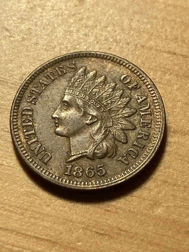 1865 Indian Head Cent - Plain 5 - AU - As Shown! (#859)