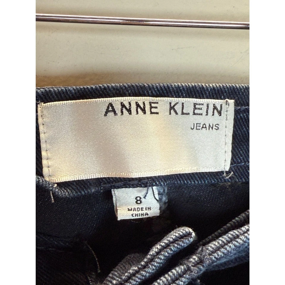 Pantalón vaquero Anne Klein para mujer talla 8 azul con cinturón cintura barril botón mosca Foto 4 de 4