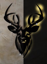 Wandlampe 'Hirsch' Wanddeko indirekte Beleuchtung Lampe Licht Wandtattoo Geweih