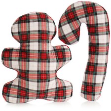 2x Hundespielzeug Lebkuchenmann und Zuckerstange - Quietschspielzeug rot-kariert