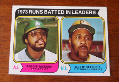 1974 TOPPS BASEBALL #203 RBI LDRS REGGIE JACKSON/ WILLIE STARGEL EX-EX/MT A-3482