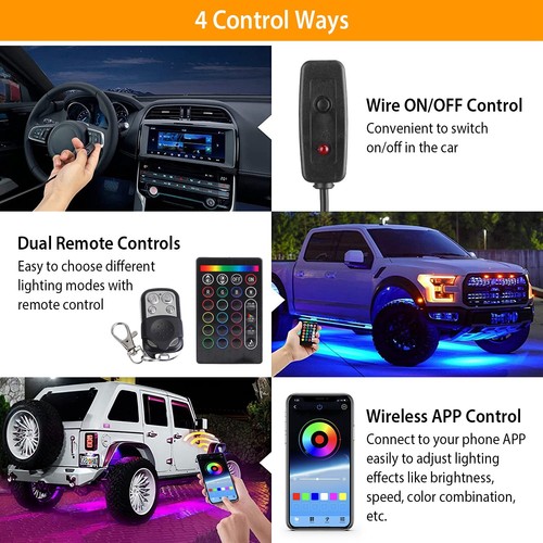 8/10 RGB Led Rock Lights Pods Kit Underbody Neon Music Light Lamp Wireless App - Picture 5 of 21