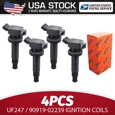 Black Ignition Coil OEM UF247/90919-02239 4pcs For Toyota Corolla 1.8L L4 00-08