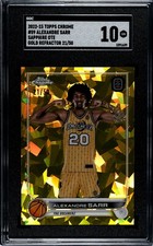 2023 TOPPS CHROME SAPPHIRE OVERTIME ALEX SARR GOLD  21/50 GRADED SGC 10 GEM