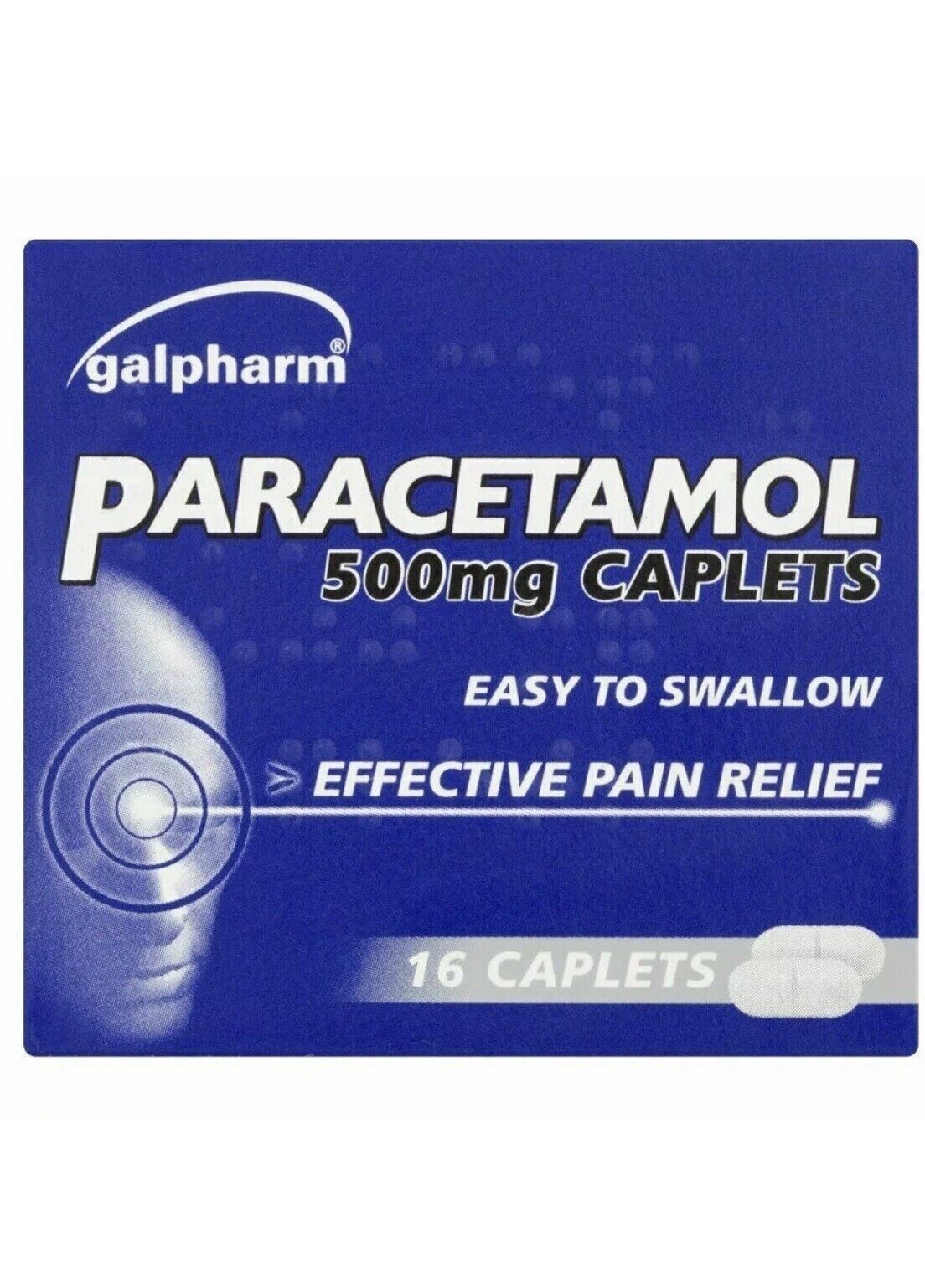 2 X 16 Galpharm Paracetaml 500mg Caplets Headache/Migraine/Cold Flu