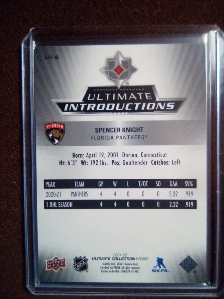 2021-22 Ultimate Collection Ultimate Introductions #UI6 Spencer Knight  - Image 2 of 2