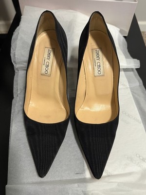 Jimmy Choo Black Silk Moire Heels. 37.5 excellent condition in original package