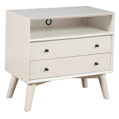 Home Square 2 Piece Set with Large Nightstand and Full Wood Bed in White - Picture 3 of 16