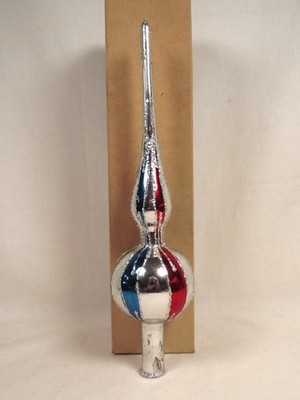 American Decorations Silver Glass Finial Tree Topper Glitter Accents 11 inch