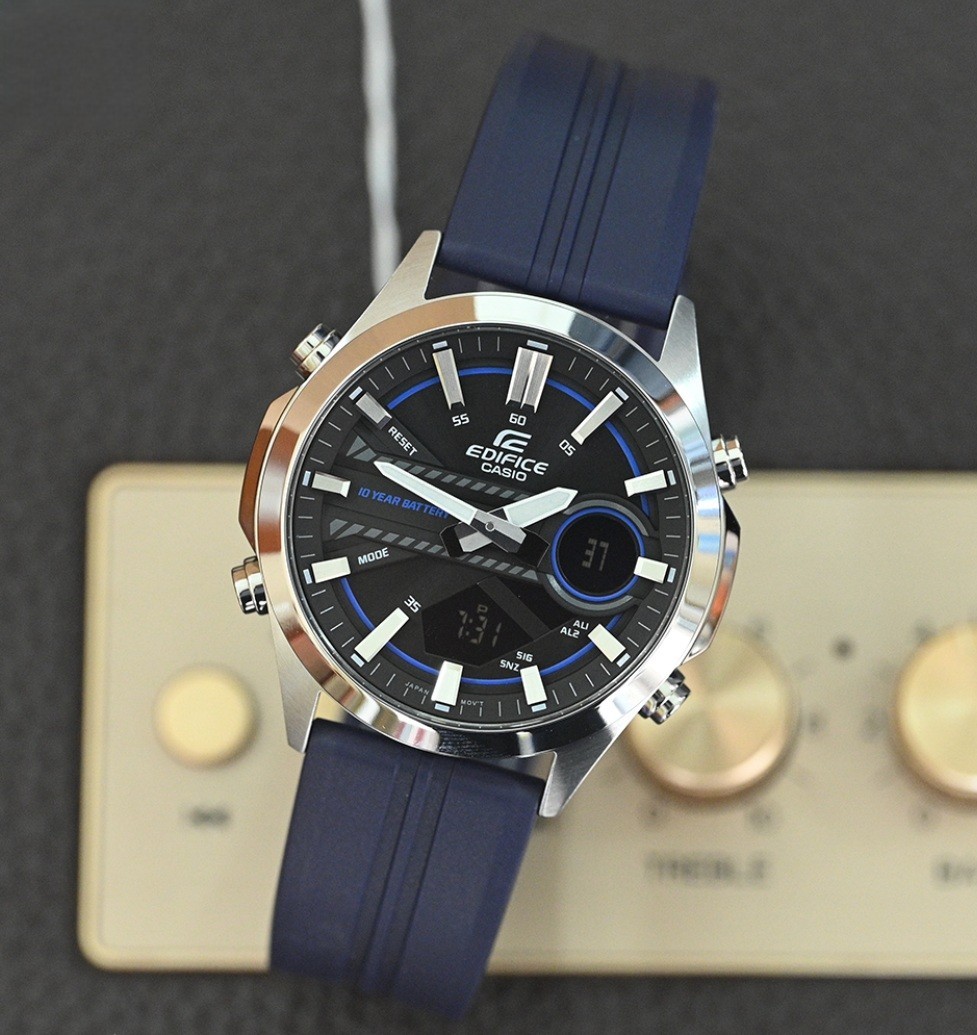 Casio Edifice EFV-C120P-1A2 Black Analog Digital Blue Chronograph