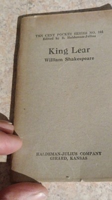 William Shakespeare King Lear Softcover Ten Cent Pocket Series Haldeman-Julius  