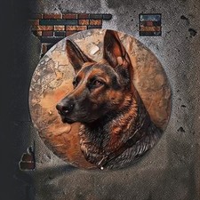 Vintage German Shepherd Dog Sign Aluminum 8x8 Yard Sign Funny Dog Lovers Plaque