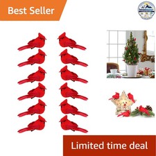 Cardinal Bird Ornaments 12 Pcs Red Velvet Feather Clip On Christmas Crafts