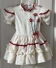 Vintage Martha s Miniatures We're Fussy Girls Red White Circle Dress 3B/3T