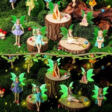 Suzile 11 Pcs Mini Fairies Figurines Miniature Fairy Resin Figurines with Lum...