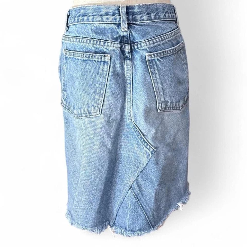 Mujer Marc Jacobs Distressed Ligero Lavado Denim Lápiz Mini Grunge Falda Pequeña Foto 2 de 4