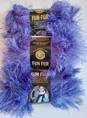 3 Skeins, Lion Brand Yarns Fun Fur, Violet, 1.75 oz, 64 yd,  100% Polyester