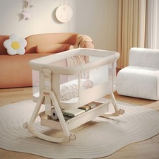 3 In 1 Baby Bedside Crib,6 Height Adjustable Baby Cot Bed W/Mattress and Net UK