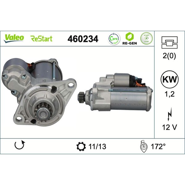 Anlasser Starter 12 V 1,2 Kw Valeo Iam-Expertise Passend FüR U.A. Audi A3-image
