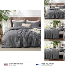 Bedsure Queen Comforter Set - Charcoal Grey Soft Bedding for All Seasons, Cat...
