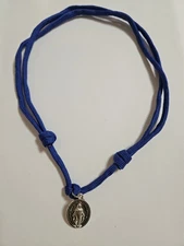 Adjustable Blue String Mother Mary Necklace ALL AGES / SIZES / UNISEX