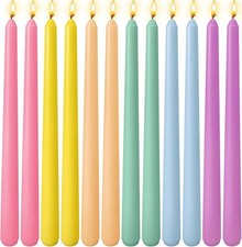 12 Pack 10 inch Multi-Color Taper Candle Set for Holiday Dinner Party
