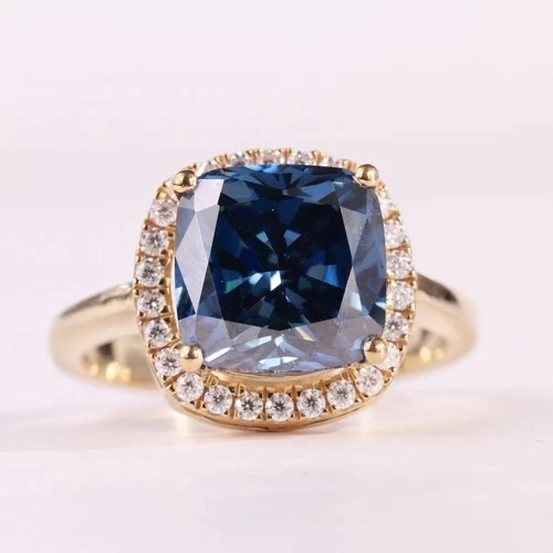 3 Ct Cushion Cut Blue Sapphire Halo Ring Vintage Style Fine Jewelry 935 Silver