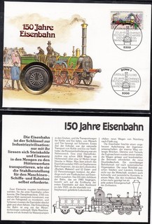 "GERMANY" 1985 "NUMIS Brief"! 150 Jahre Eisenbahn look Scan !! 14.4 04