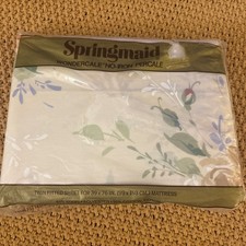 VINTAGE MADE USA SPRINGMAID WONDERCALE "Patricia  Floral TWIN FITTED SHEET