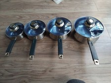 Set Of 4 Viners Cookware Collection,stainless Steel, Brass,glass ,steaming Pans