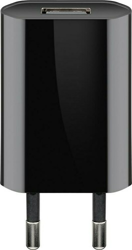 USB-Ladegerät 1 A; USB-Ladegerät 1 A, Schwarz - mit 1x USB-Buchse, flache Baufor