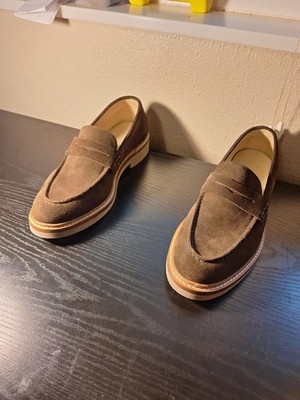 Sz8 New Massimo DUTTI Limited Edition Suede Dark Khaki Threaded Loafer Free Ship