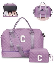 Vogewood Birthday Gifts for Women-Initial Duffle Bag with Shoe Compartment, Pers