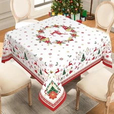 Square Christmas Tablecloth 70x70 Inch, 70" x 70" (Square) Christmas Elements