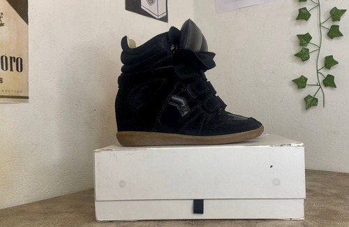 ISABEL MARANT BEKETT CUERO GAMUZA CUÑA Tenis Botas Zapato 37 eur Reino Unido 4.5 EE. UU. 6.5 - Imagen 3 de 9