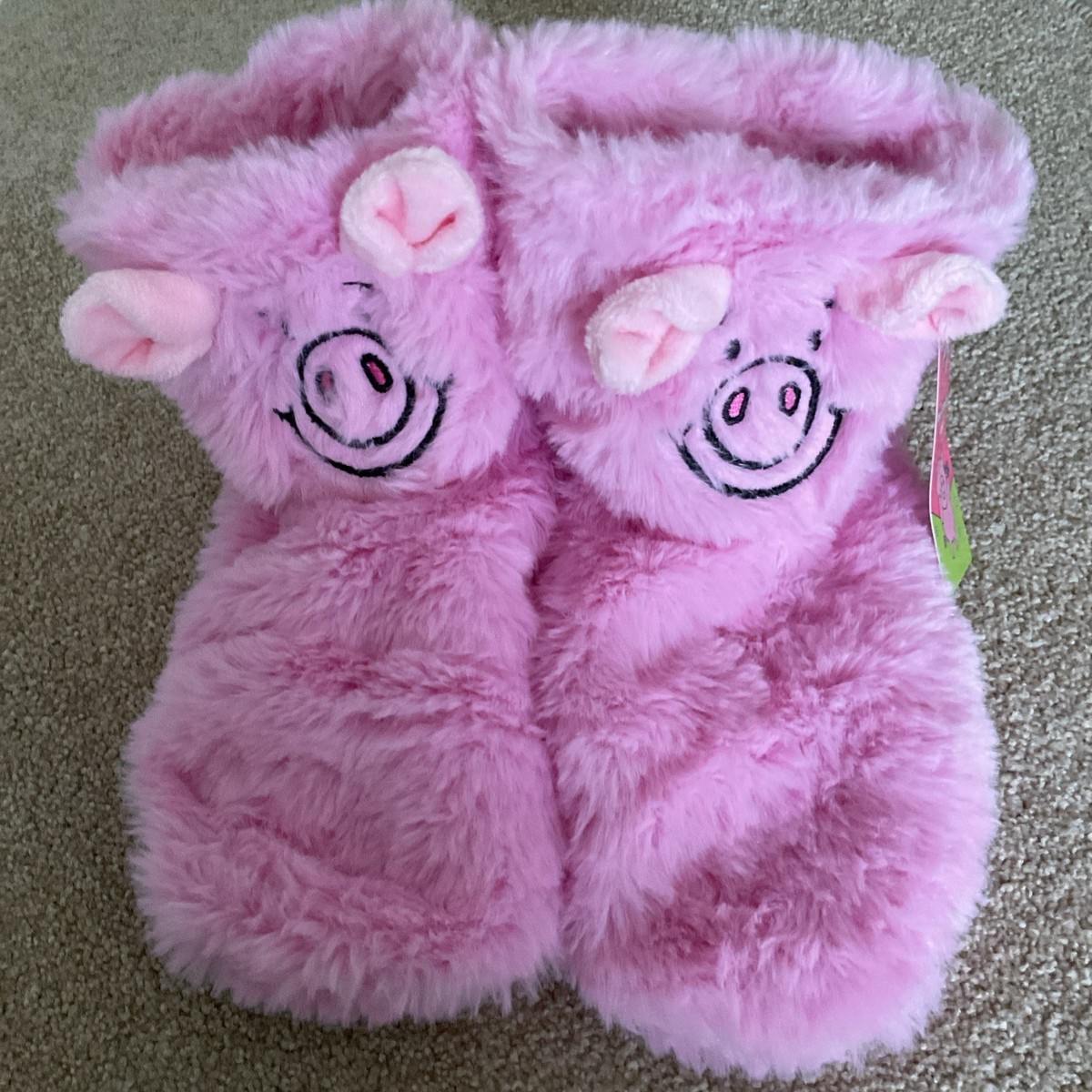 RRP £12 M&S Size 6-8 Percy Pig Faux Fur Booties Pink Fluffy