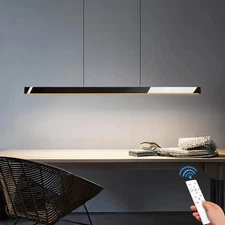 47.3'' Full-Spectrum Modern CRI≥97 LED Linear Pendant Light Fixtures 50W Blac...