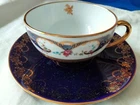 LIMOGES CASTEL FRANCE COBALT BLUE & 22 K GOLD  - Tea   CUP AND SAUCER