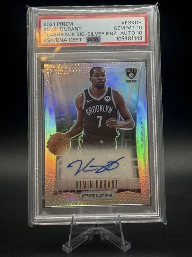 KEVIN DURANT PSA 10 2021-22 PANINI PRIZM #FS-KDU FLASHBACK AUTO SILVER 2251