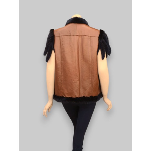 Reversible Dark Mink & Leather Vest -Medium - Picture 4 of 13