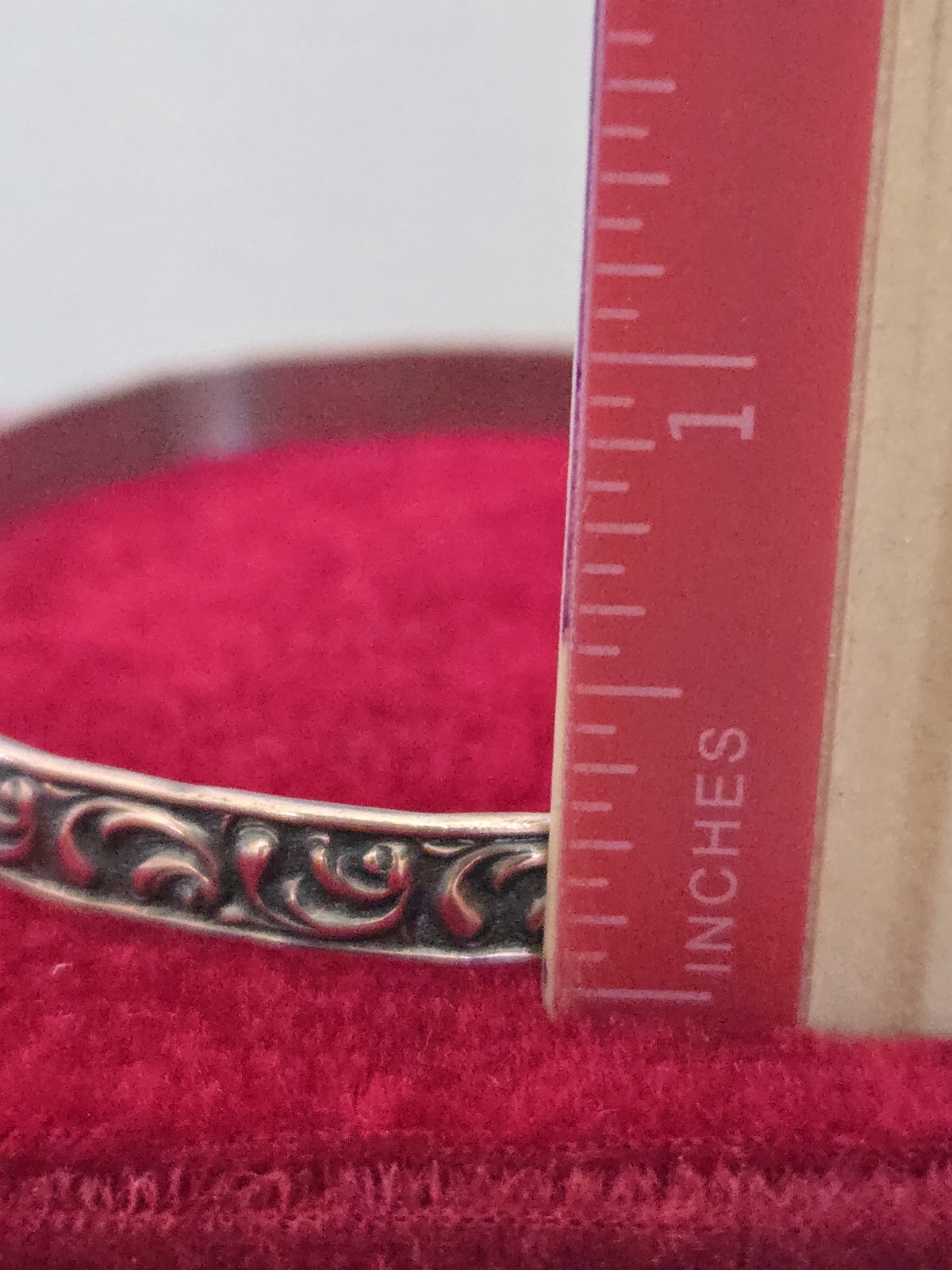 Pair Solid Copper Bangle Bracelets Etched Scroll … - image 5