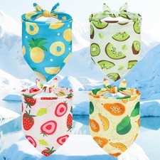 Dog Cooling Bandanas 4pcs Outfit - Summer Soft Pet 24.4 16.9 16.9 in Fruit