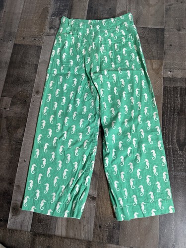 Maeve Colette Seahorse Print Wide Leg Coastal Resort Beachy Linen Blend 27P - Bild 6 von 9