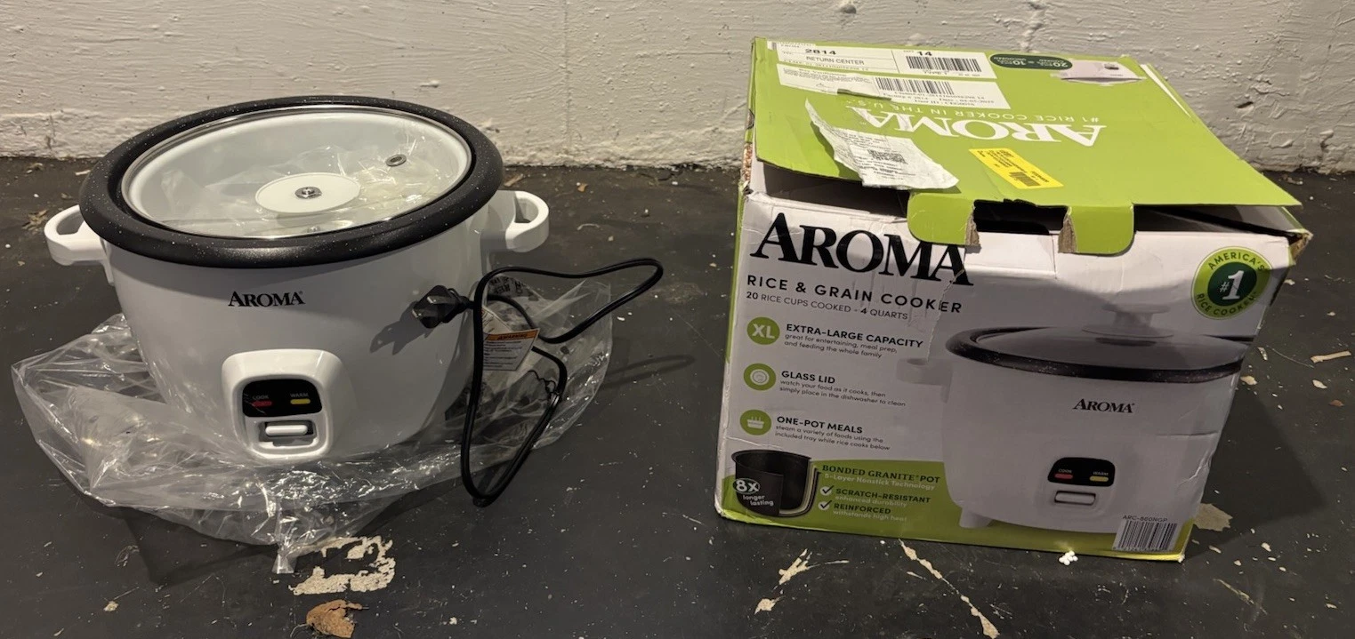 Aroma ARC-860NGP Rice Cooker 20-Cup Electric Rice Cooker White