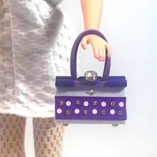 OOAK Barbie Doll Purse Purple & White Bag For 11” Fashion Dolls Designed by ‘Bee